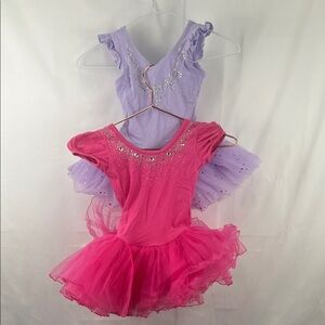Girl’s Leotard Tutu - 2 Pack - Purple and Pink - Size Medium